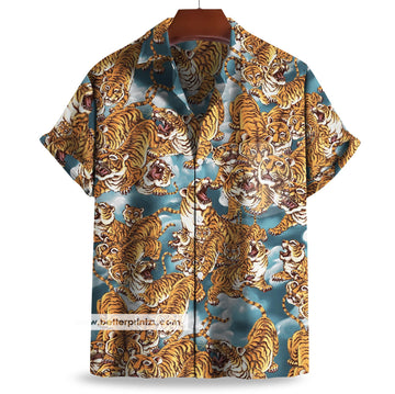 Printify All Over Prints 12 Monkeys Hawaiian Shirt, One Hundred Tigers Hawaiian Shirt