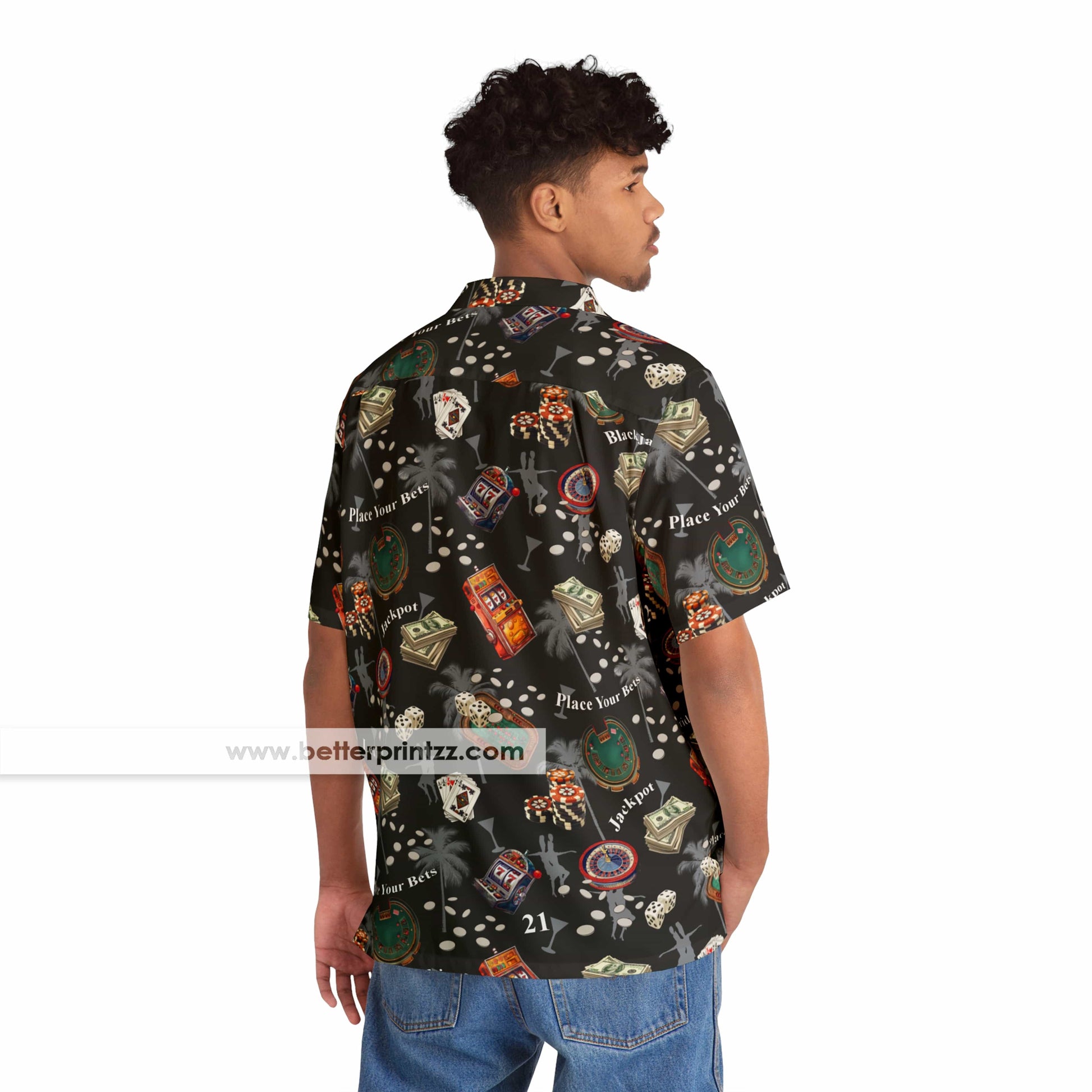 Printify All Over Prints Brooklyn 99 Boyle Hawaiian Shirt – Blue Casino Print Vegas Costume Shirt