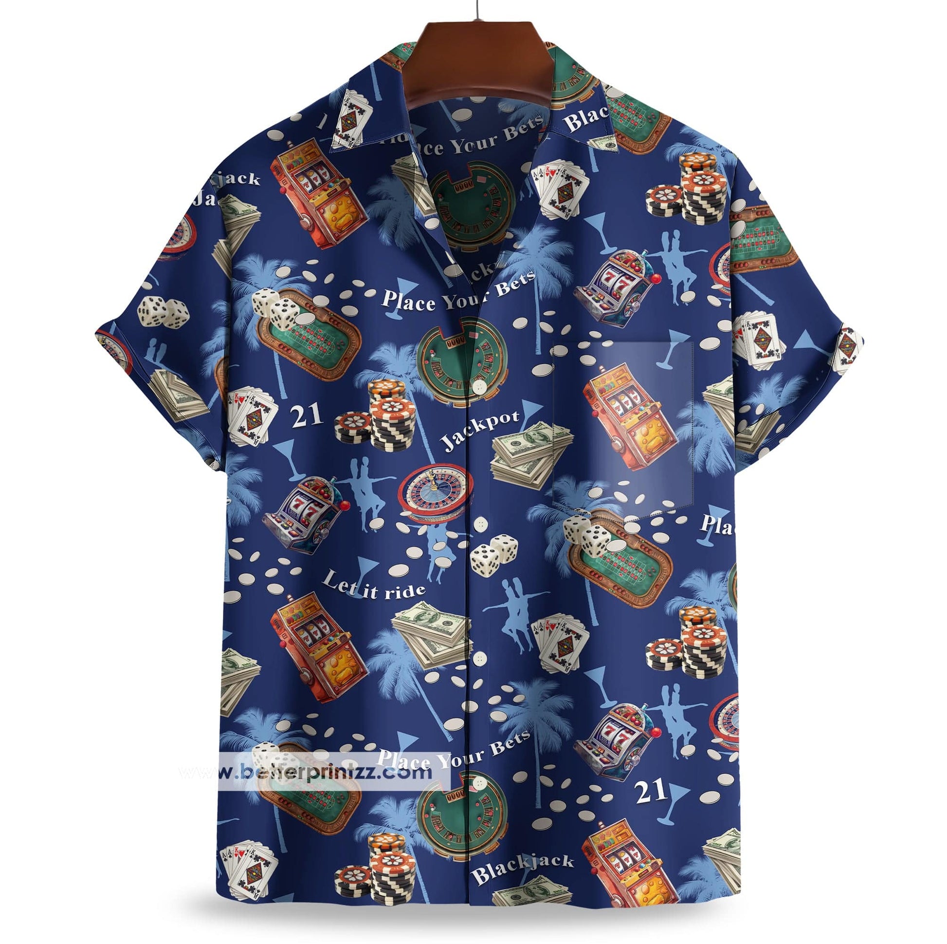 Printify All Over Prints Brooklyn 99 Boyle Hawaiian Shirt – Blue Casino Print Vegas Costume Shirt