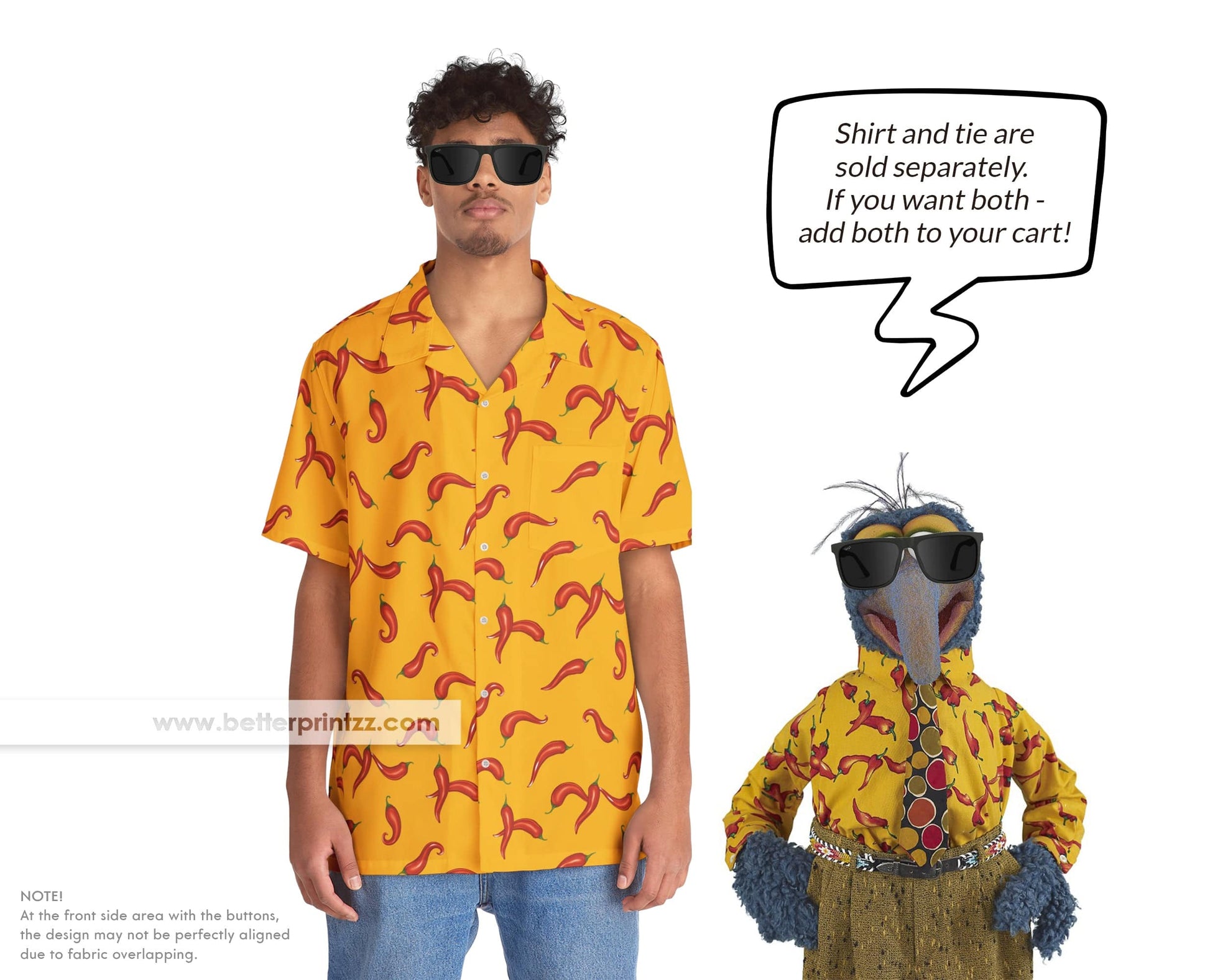 Printify All Over Prints Gonzo Costume Shirt, Gonzo Button Shirt, Red Chilli Peppers Hawaiian Shirt