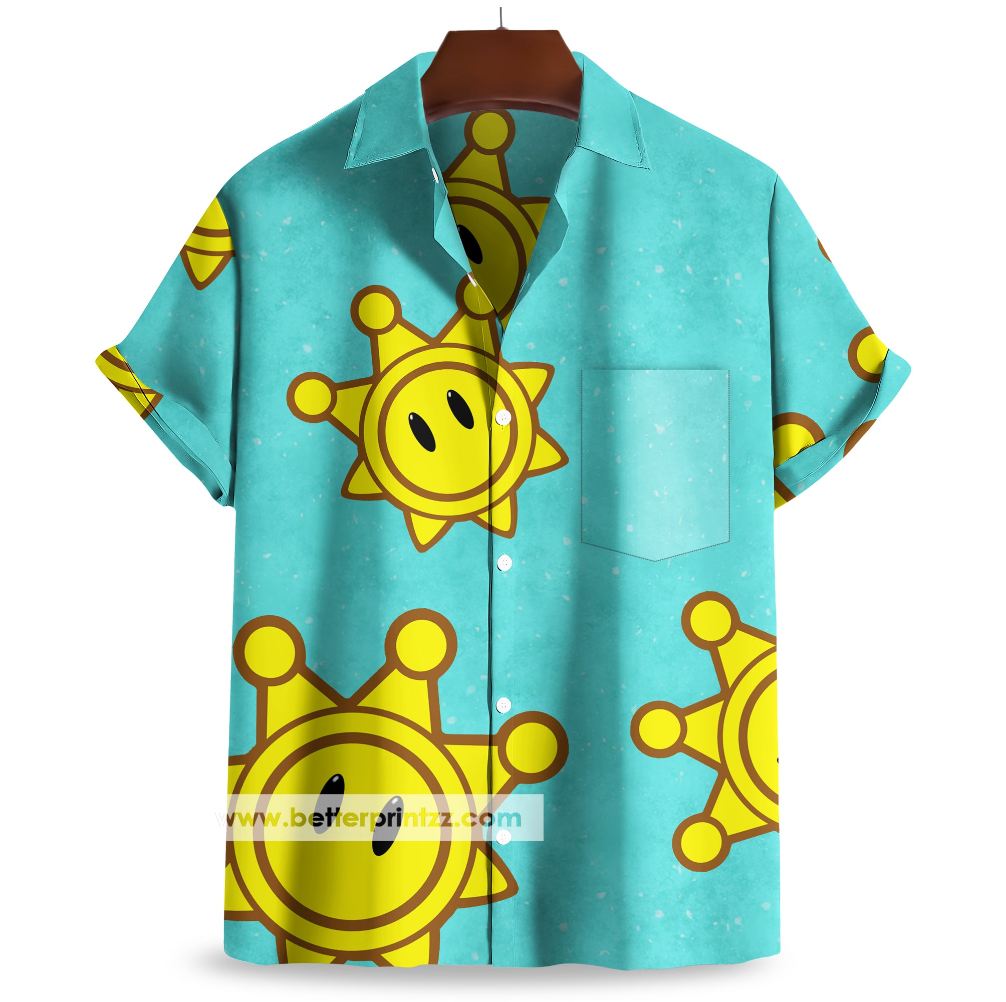 Mario Sunshine Hawaiian Shirt, Mario Costume Shirt