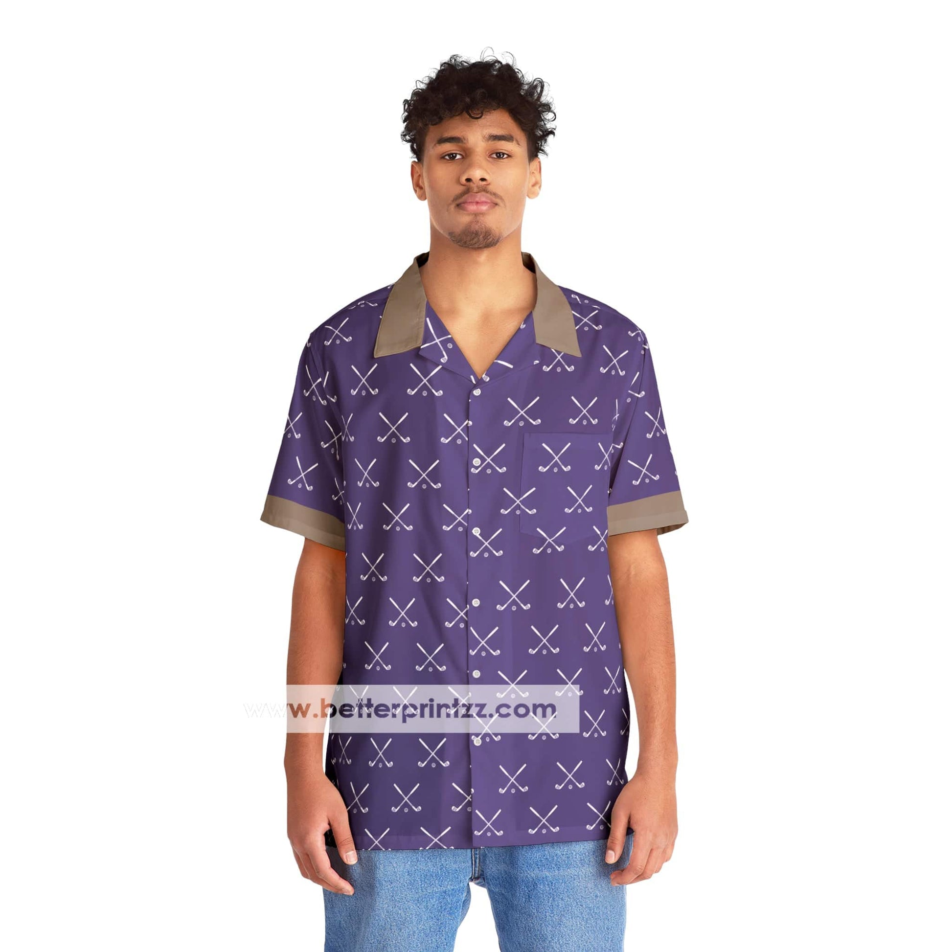 Printify All Over Prints Tony Soprano Hawaiian Shirt, Tony Soprano Purple Golf Shirt Replica