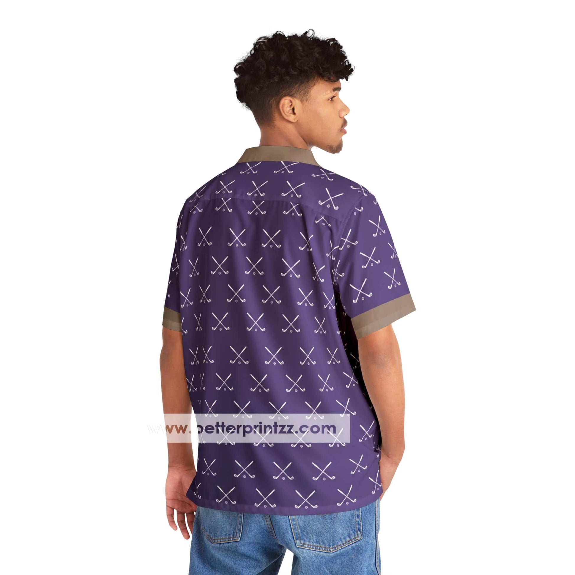 Printify All Over Prints Tony Soprano Hawaiian Shirt, Tony Soprano Purple Golf Shirt Replica
